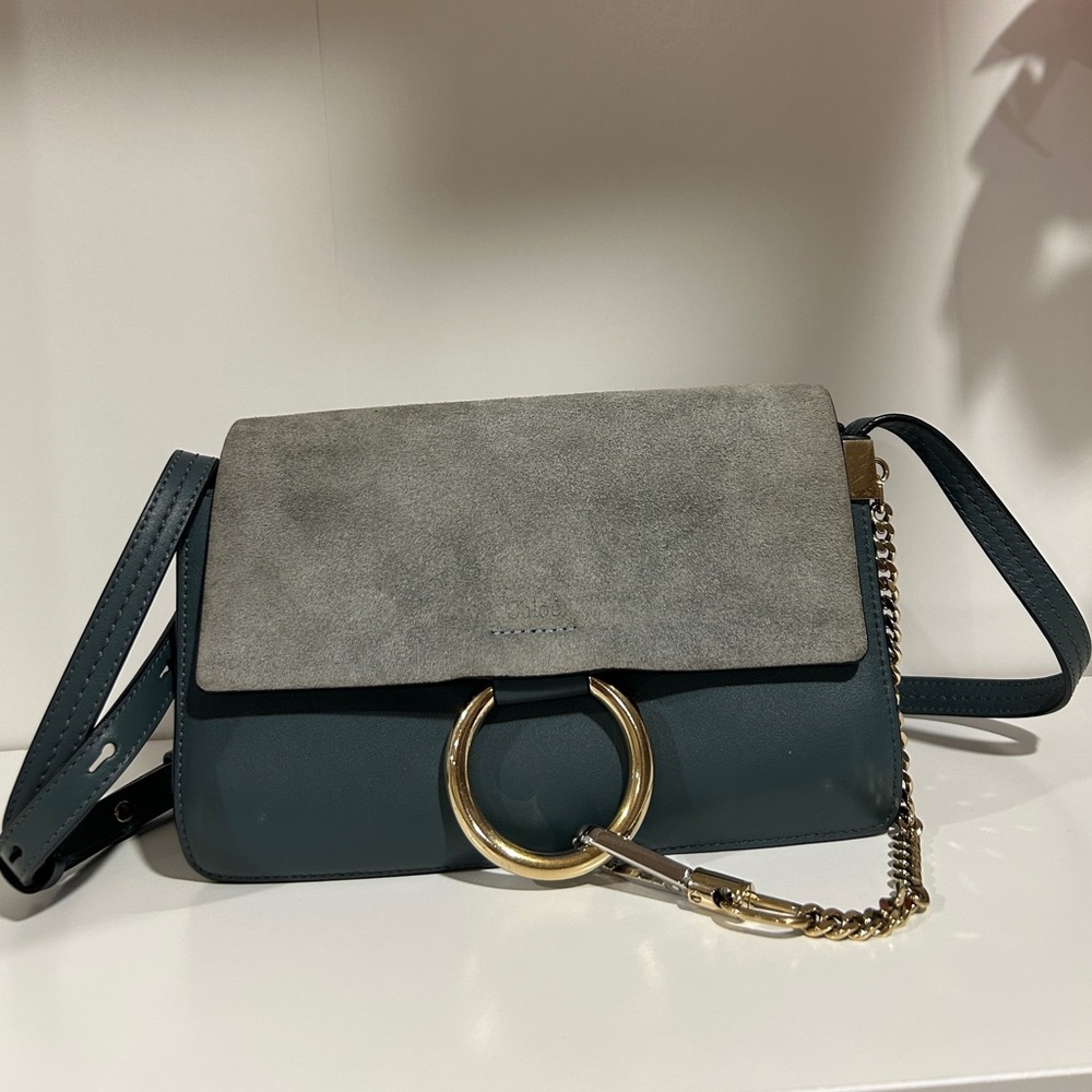 Chloe Faye Leather and Suede Two-Tone Crossbody Bag